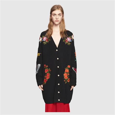 gucci knit cardigan|Gucci embroidered oversized cardigan.